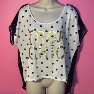 NWOT Polka Dot Mesh Back Sleeveless Top - Black/White - Size Large